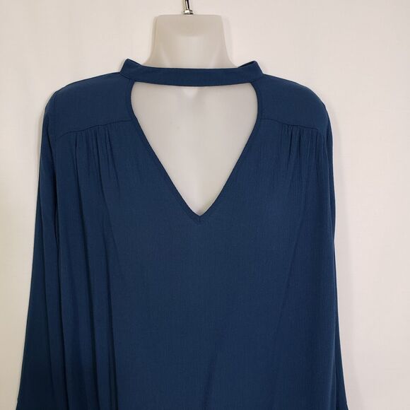 American Eagle Womens Top Medium Choker Long Bell Sleeve Peasant Boho Keyhole - Picture 3 of 10